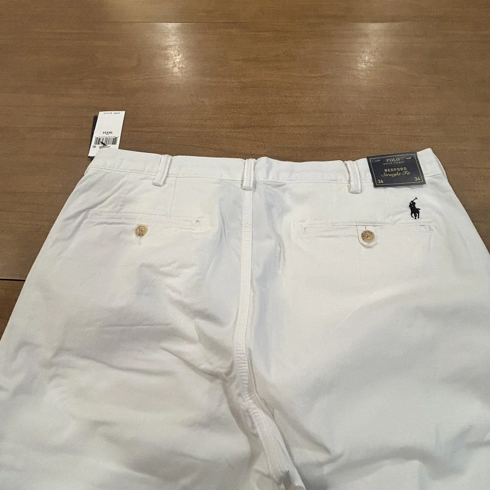 Polo Ralph Lauren Pants Mens 36x34 White Bedford Stretch Straight Fit Chino NWT